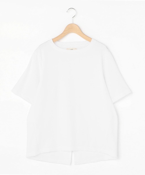 【定価1.2万】アンフィル unfil *バックスリットカットソー*0綿天竺ブラウン濃茶プルオーバー半袖Tシャツ(25-2409-360)【22J42】 unfil 【定価1.2万】アンフィル *バックスリットカットソー*0綿