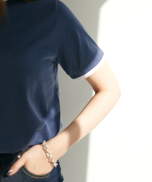 Tina:jojun リンガーTシャツ TINA：JOJUN（ティーナジョジュン）の「プリント リブラグランT