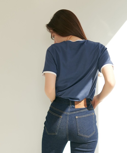 tina jojun 刺繍コンパクトTシャツ　ネイビー Tina刺繍 コンパクトTシャツ TINA：JOJUN 全3色｜tnj521-0982【7
