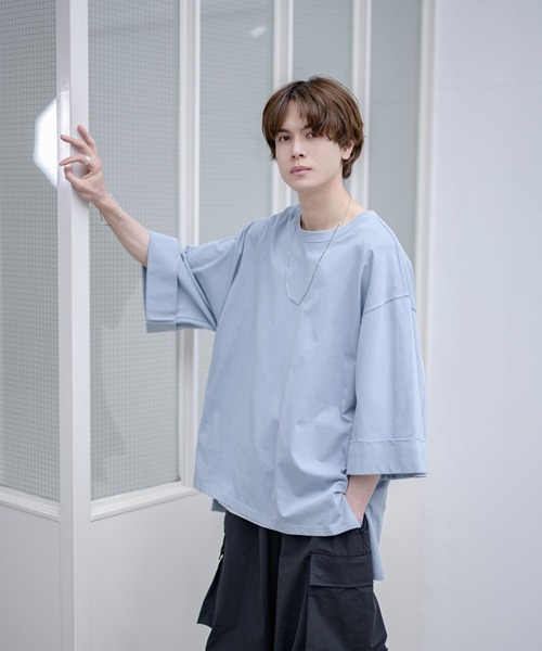 KUUUPY（クーピー）の「HIGH TWIST BIG T-SHIRT - 強撚ビッグTシャツ（Tシャツ/カットソー・メンズ・チャコールグレー/ライトブルー/グレイッシュベージュ・SMALL/MEDIUM/LARGE）」の14枚目の写真