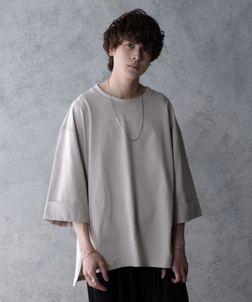 KUUUPY（クーピー）の「HIGH TWIST BIG T-SHIRT - 強撚ビッグTシャツ（Tシャツ/カットソー・メンズ・チャコールグレー/ライトブルー/グレイッシュベージュ・SMALL/MEDIUM/LARGE）」の6枚目の写真