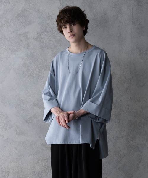 KUUUPY（クーピー）の「HIGH TWIST BIG T-SHIRT - 強撚ビッグTシャツ（Tシャツ/カットソー・メンズ・チャコールグレー/ライトブルー/グレイッシュベージュ・SMALL/MEDIUM/LARGE）」の5枚目の写真