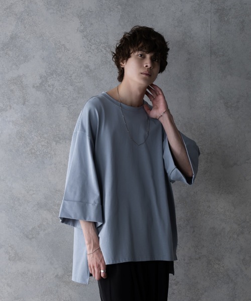 KUUUPY（クーピー）の「HIGH TWIST BIG T-SHIRT - 強撚ビッグTシャツ（Tシャツ/カットソー・メンズ・チャコールグレー/ライトブルー/グレイッシュベージュ・SMALL/MEDIUM/LARGE）」の15枚目の写真