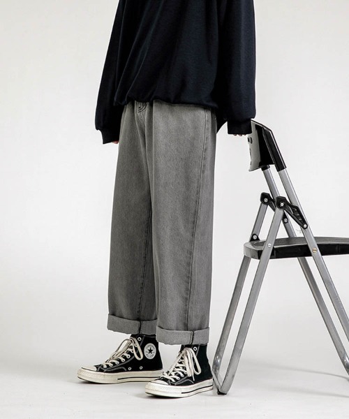 Ressaca(レサーカ)の「リラックスルーズフィット ワイドストレートデニムパンツ ヴィンテージライク(デニムパンツ・メンズ・ライトブルー/ブラック/グレー/サックスブルー/インディゴブルー・M/L/XL/XXL/S)」の11枚目の写真