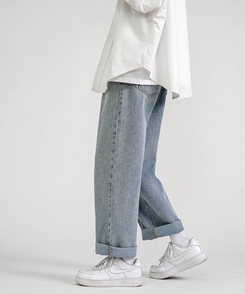 Ressaca(レサーカ)の「リラックスルーズフィット ワイドストレートデニムパンツ ヴィンテージライク(デニムパンツ・メンズ・ライトブルー/ブラック/グレー/サックスブルー/インディゴブルー・M/L/XL/XXL/S)」の9枚目の写真