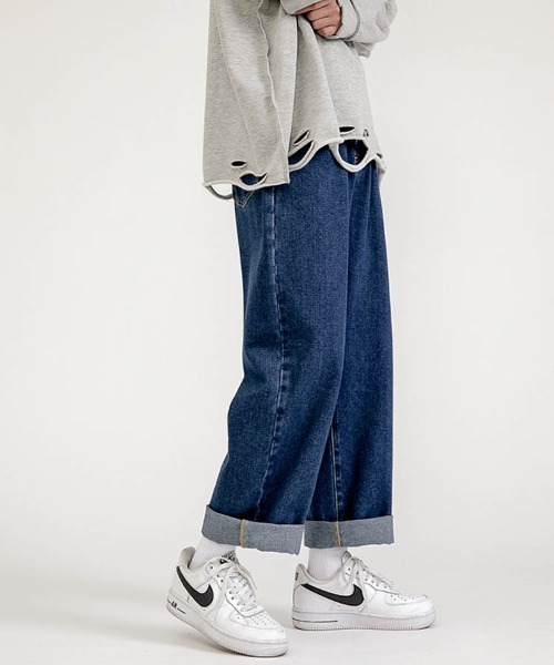 Ressaca(レサーカ)の「リラックスルーズフィット ワイドストレートデニムパンツ ヴィンテージライク(デニムパンツ・メンズ・ライトブルー/ブラック/グレー/サックスブルー/インディゴブルー・M/L/XL/XXL/S)」の13枚目の写真