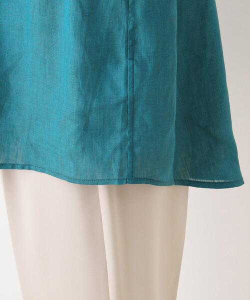 SHOO・LA・RUE（シューラルー）の「◆フレンチリネン100％ゆるバンドカラーシャツ（シャツ/ブラウス・レディース・ホワイト/グリーン・02/03/04）」の11枚目の写真