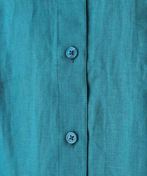 SHOO・LA・RUE（シューラルー）の「◆フレンチリネン100％ゆるバンドカラーシャツ（シャツ/ブラウス・レディース・ホワイト/グリーン・02/03/04）」の9枚目の写真