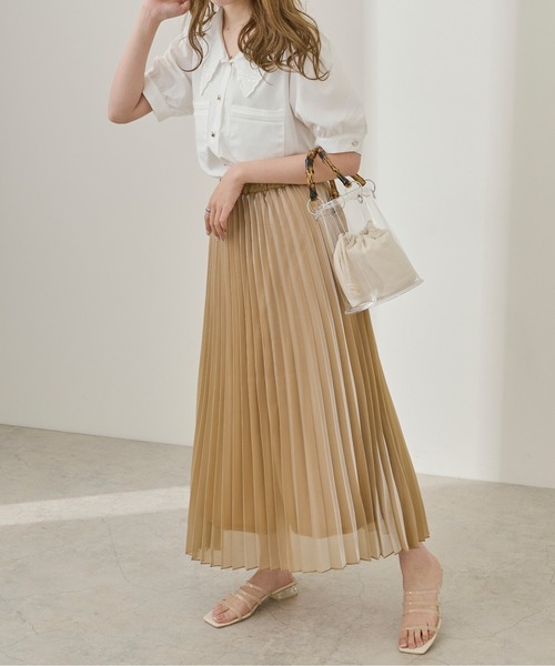 Ambre Neige（アンブルネージュ）の「シャイニープリーツスカート／【WEB/EC限定商品】（スカート・レディース・ブルー系その他/ピンクベージュ・FREE）」の16枚目の写真