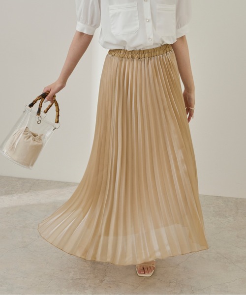 Ambre Neige（アンブルネージュ）の「シャイニープリーツスカート／【WEB/EC限定商品】（スカート・レディース・ブルー系その他/ピンクベージュ・FREE）」の14枚目の写真