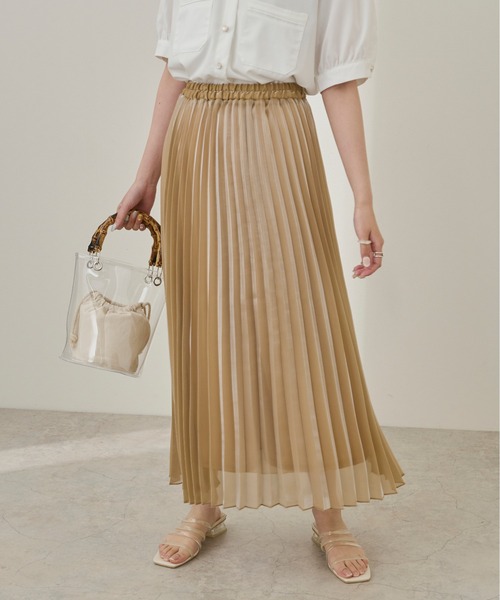 Ambre Neige（アンブルネージュ）の「シャイニープリーツスカート／【WEB/EC限定商品】（スカート・レディース・ブルー系その他/ピンクベージュ・FREE）」の12枚目の写真