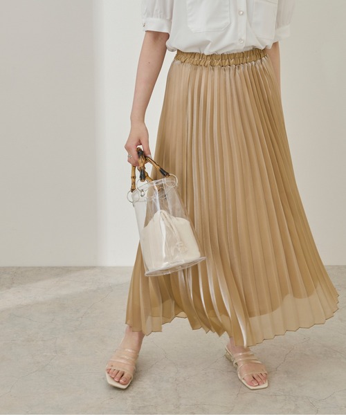 Ambre Neige（アンブルネージュ）の「シャイニープリーツスカート／【WEB/EC限定商品】（スカート・レディース・ブルー系その他/ピンクベージュ・FREE）」の3枚目の写真