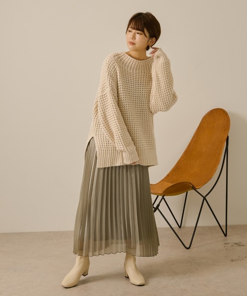 Ambre Neige（アンブルネージュ）の「シャイニープリーツスカート／【WEB/EC限定商品】（スカート・レディース・ブルー系その他/ピンクベージュ・FREE）」の10枚目の写真