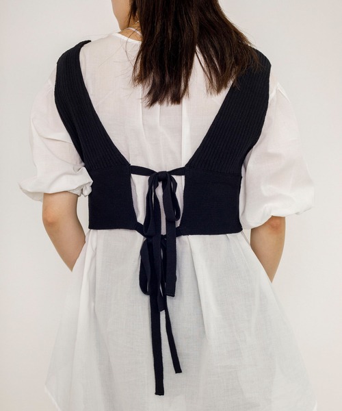 w closet(ダブルクローゼット)の「9Gワイドリブビスチェ+ブラウスSET(アンサンブル・レディース・ベージュ/スモーキーグリーン系/キナリ/パープル系その他/ブラック/モカ・FREE)」の1枚目の写真