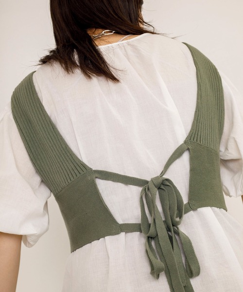 w closet(ダブルクローゼット)の「9Gワイドリブビスチェ+ブラウスSET(アンサンブル・レディース・ベージュ/スモーキーグリーン系/キナリ/パープル系その他/ブラック/モカ・FREE)」の11枚目の写真