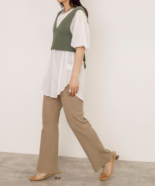 w closet(ダブルクローゼット)の「9Gワイドリブビスチェ+ブラウスSET(アンサンブル・レディース・ベージュ/スモーキーグリーン系/キナリ/パープル系その他/ブラック/モカ・FREE)」の12枚目の写真