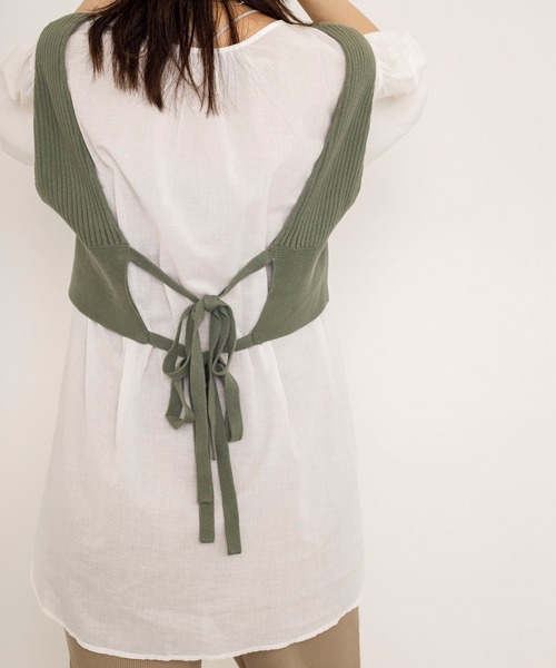 w closet(ダブルクローゼット)の「9Gワイドリブビスチェ+ブラウスSET(アンサンブル・レディース・ベージュ/スモーキーグリーン系/キナリ/パープル系その他/ブラック/モカ・FREE)」の14枚目の写真