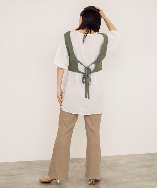 w closet(ダブルクローゼット)の「9Gワイドリブビスチェ+ブラウスSET(アンサンブル・レディース・ベージュ/スモーキーグリーン系/キナリ/パープル系その他/ブラック/モカ・FREE)」の15枚目の写真