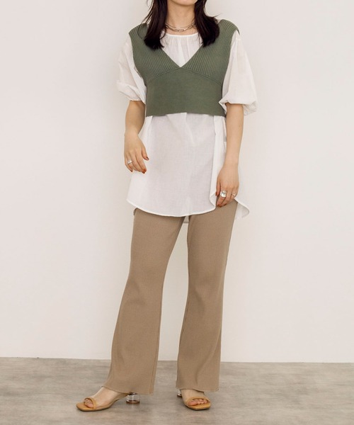 w closet(ダブルクローゼット)の「9Gワイドリブビスチェ+ブラウスSET(アンサンブル・レディース・ベージュ/スモーキーグリーン系/キナリ/パープル系その他/ブラック/モカ・FREE)」の18枚目の写真