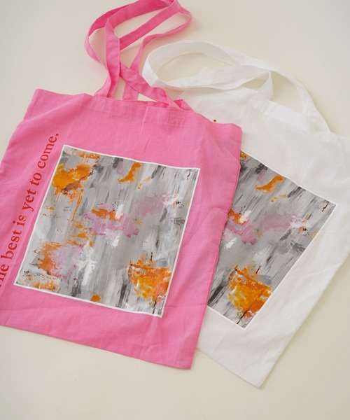 Kastane（カスタネ）の「マーブルエコバック（トートバッグ・レディース・オフホワイト/ピンク・FREE）」の2枚目の写真