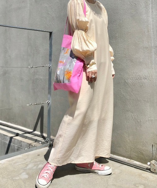 Kastane（カスタネ）の「マーブルエコバック（トートバッグ・レディース・オフホワイト/ピンク・FREE）」の8枚目の写真