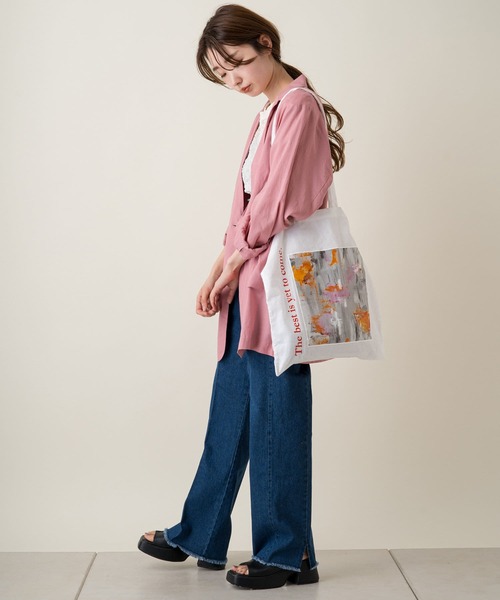 Kastane（カスタネ）の「マーブルエコバック（トートバッグ・レディース・オフホワイト/ピンク・FREE）」の13枚目の写真