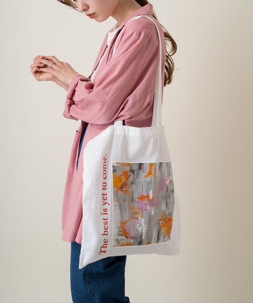 Kastane（カスタネ）の「マーブルエコバック（トートバッグ・レディース・オフホワイト/ピンク・FREE）」の12枚目の写真