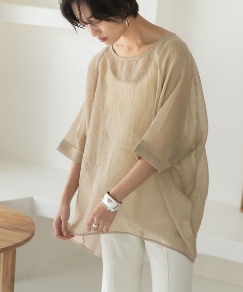 rectangle(レクタングル)の「ワッシャーオーバーサイズプルオーバー(Tシャツ/カットソー・レディース・ベージュ/カーキ・FREE)」の2枚目の写真