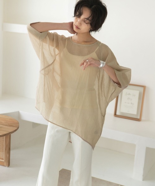 rectangle(レクタングル)の「ワッシャーオーバーサイズプルオーバー(Tシャツ/カットソー・レディース・ベージュ/カーキ・FREE)」の9枚目の写真