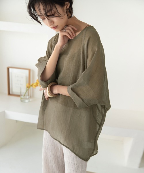 rectangle(レクタングル)の「ワッシャーオーバーサイズプルオーバー(Tシャツ/カットソー・レディース・ベージュ/カーキ・FREE)」の5枚目の写真