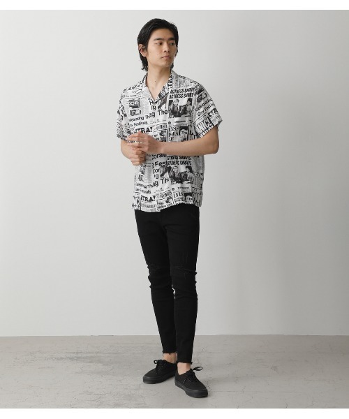 AZUL by moussy（アズールバイマウジー）の「PERSON GRAPHIC SHIRT/パーソングラフィックシャツ（シャツ/ブラウス・メンズ・ホワイト系その他/ブラック系その他・MEDIUM/LARGE/SMALL）」の16枚目の写真