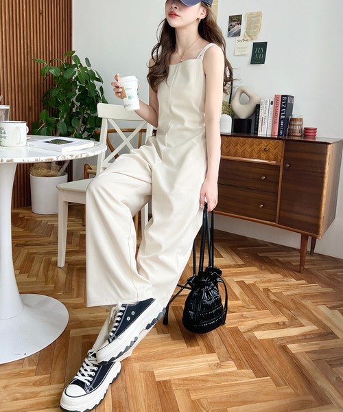 美品 リネン100% モトミエム サロペット オーバーオール オールインワン motomi.m 洗える リネン100% デニム サロペット オーバーオール