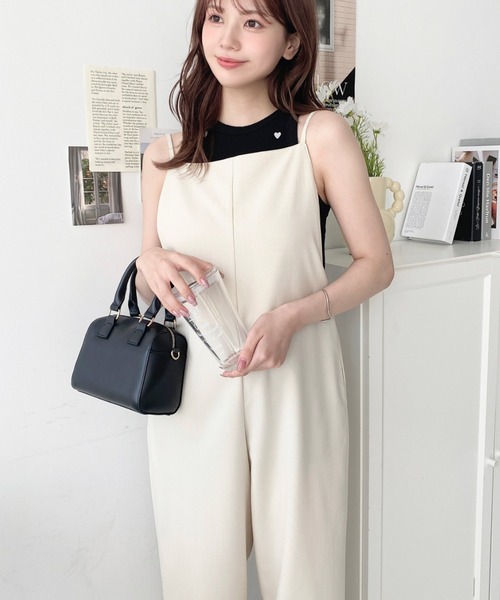 moment+(モーメントプラス)の「リネンライクサロペット(サロペット/オーバーオール・レディース・ナチュラル/ライトグリーン/ブラック/ブラウン/カーキ/モカ/アイボリー・L/M)」の9枚目の写真