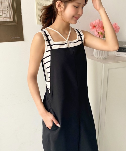 たるさめ　リネンサロペット CLASSY．6月号掲載／洗える】リネンレーヨンストレッチ