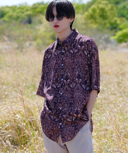 G.O.C(ジーオーシー)の「マルチパターンオーバーサイズ半袖ドルマンシャツ(シャツ/ブラウス・メンズ・レオパード/ホワイト系その他/ブラック系その他/ホワイト系その他2/ブラック系その他2/パイソン/その他1/その他2/その他3/ワイン/ブルー/パープル/その他4/その他5/ブルー系その他/ホワイト・FREE)」の10枚目の写真