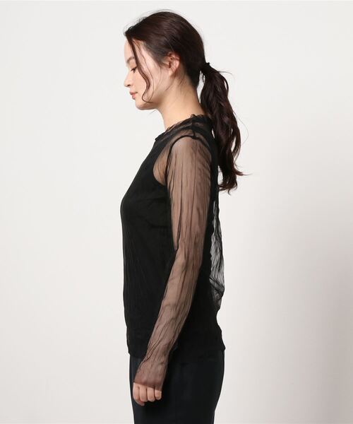 mysty woman（ミスティウーマン）の「クリンクルシアーツインプルオーバー 948888（Tシャツ/カットソー・レディース・ライトグレー/ブラック/ピンク系その他・FREE）」の5枚目の写真