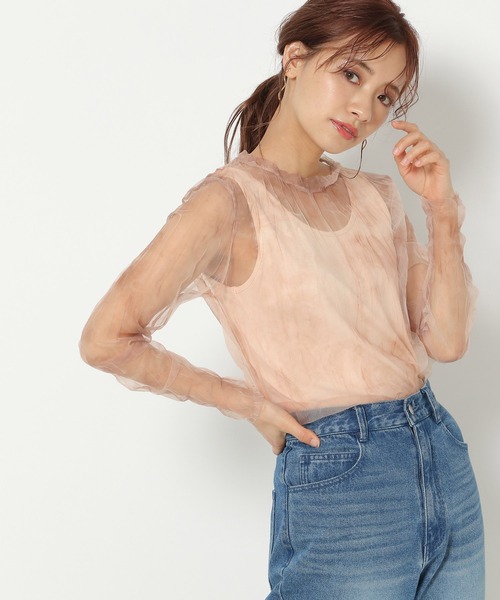 mysty woman（ミスティウーマン）の「クリンクルシアーツインプルオーバー 948888（Tシャツ/カットソー・レディース・ライトグレー/ブラック/ピンク系その他・FREE）」の3枚目の写真