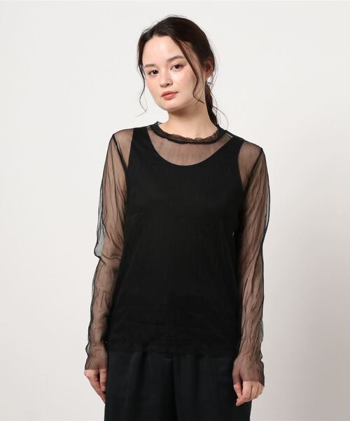 mysty woman（ミスティウーマン）の「クリンクルシアーツインプルオーバー 948888（Tシャツ/カットソー・レディース・ライトグレー/ブラック/ピンク系その他・FREE）」の13枚目の写真