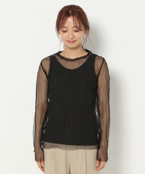 mysty woman（ミスティウーマン）の「クリンクルシアーツインプルオーバー 948888（Tシャツ/カットソー・レディース・ライトグレー/ブラック/ピンク系その他・FREE）」の21枚目の写真