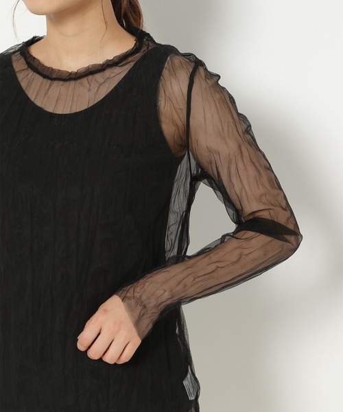 mysty woman（ミスティウーマン）の「クリンクルシアーツインプルオーバー 948888（Tシャツ/カットソー・レディース・ライトグレー/ブラック/ピンク系その他・FREE）」の15枚目の写真