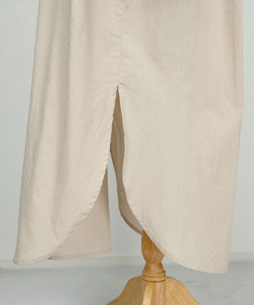 ANDJ(アンドジェイ)の「リネンタッチ異素材切替ピンタックブザムワンピース(シャツワンピース・レディース・ブラック/アイボリー/ライトベージュ・M)」の15枚目の写真