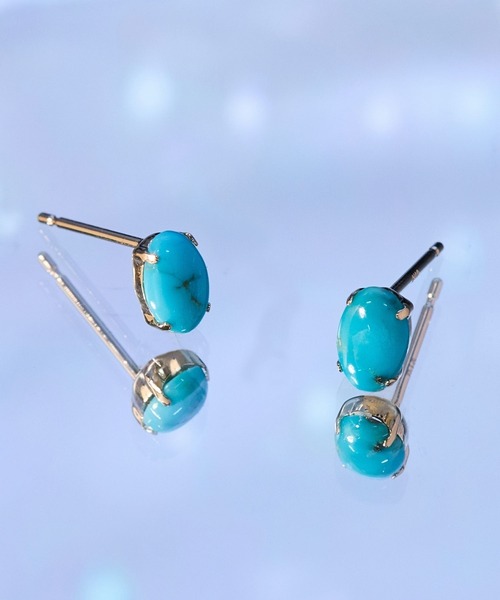 JUPITER(ジュピター)の「【K10】シャーベットカラー天然石ピアス/ターコイズ<動画あり>(ピアス(両耳用)・レディース・ブルー/グリーン・FREE)」の14枚目の写真