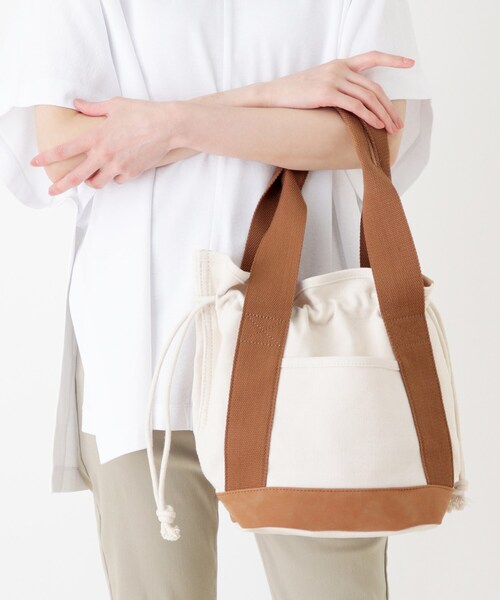 SHOO・LA・RUE（シューラルー）の「◆キャンバス巾着トート（トートバッグ・レディース・ブラウン系/ネイビー/ピンク系/カーキ・00）」の12枚目の写真