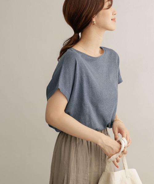 URBAN RESEARCH DOORS(アーバンリサーチドアーズ)の「リネンコットンワイドカットソー(Tシャツ/カットソー・レディース・チャコールグレー/ライトベージュ/ブルー/ミント・ONE)」の13枚目の写真