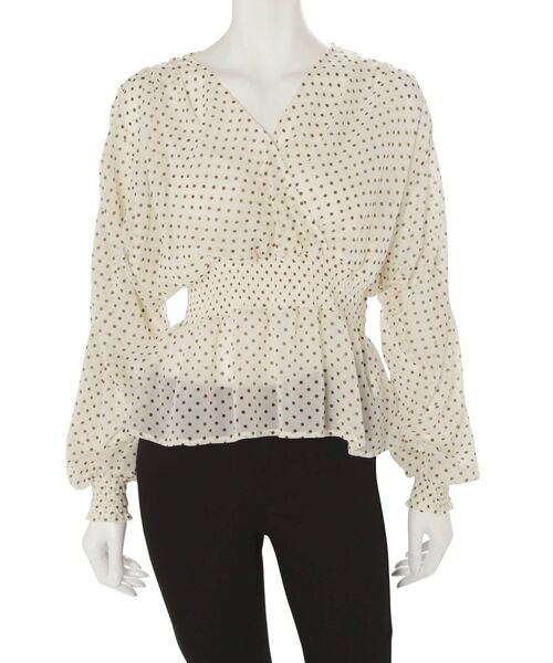 MERCURYDUO（マーキュリーデュオ）の「ドットシャーリングスリーブブラウス（シャツ/ブラウス・レディース・ブラック/アイボリー・FREE）」の2枚目の写真