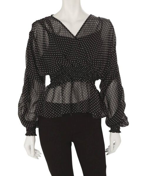 MERCURYDUO（マーキュリーデュオ）の「ドットシャーリングスリーブブラウス（シャツ/ブラウス・レディース・ブラック/アイボリー・FREE）」の21枚目の写真