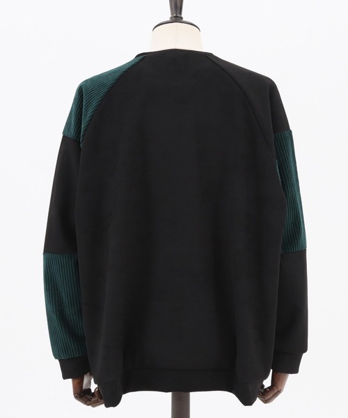 ANGENEHM（アンゲネーム）の「mlt3497-Suede Like Cardboard Knit×Corduroy Switch Pullover (MADE IN JAPAN) プルオーバー（Tシャツ/カットソー・メンズ・オリーブ/ブラック・M/L/S）」の17枚目の写真