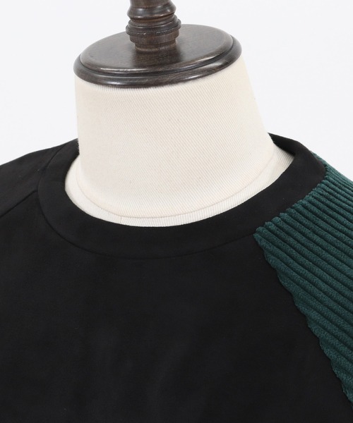 ANGENEHM（アンゲネーム）の「mlt3497-Suede Like Cardboard Knit×Corduroy Switch Pullover (MADE IN JAPAN) プルオーバー（Tシャツ/カットソー・メンズ・オリーブ/ブラック・M/L/S）」の18枚目の写真