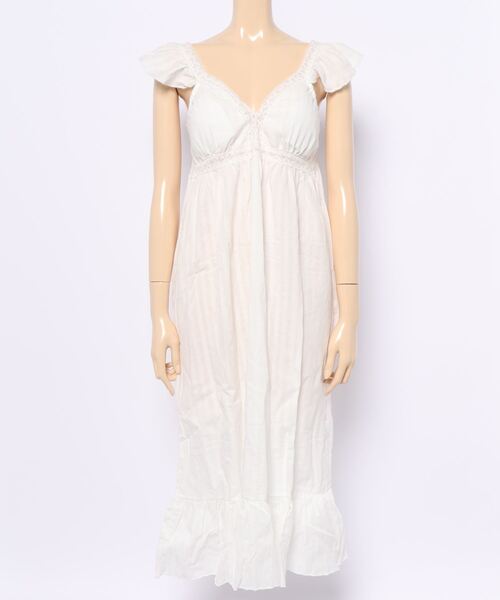 Jasmine Grandiflorum（ジャスミングランディフローラム）の「ロング丈ワンピースルームキャミワンピーズ（ルームワンピース・レディース・ホワイト・LARGE/MEDIUM）」の4枚目の写真