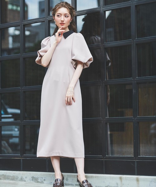 NOELA（ノエラ）の「ボリュームスリーブアイラインワンピース（ワンピース・レディース・オフホワイト/その他1/ピンク・S/M）」の4枚目の写真